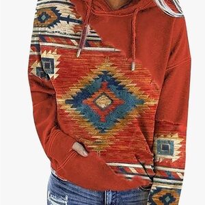 Women's Western Sweatshirt Aztec Hoodie -Sz Small